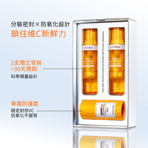 【贈Minnie小卡】SKINTIFIC 10%PURE VC雙艙亮白精華1g+9g Brightening Serum