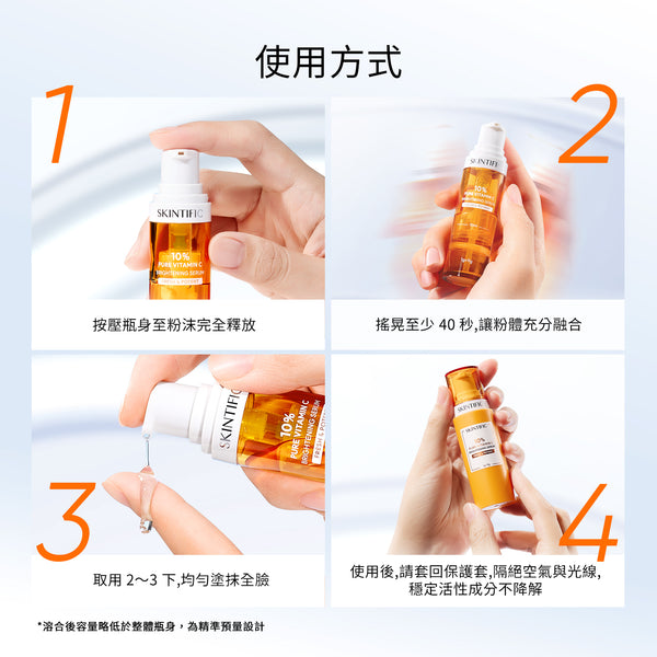 【贈Minnie小卡】SKINTIFIC 10%PURE VC雙艙亮白精華1g+9g Brightening Serum