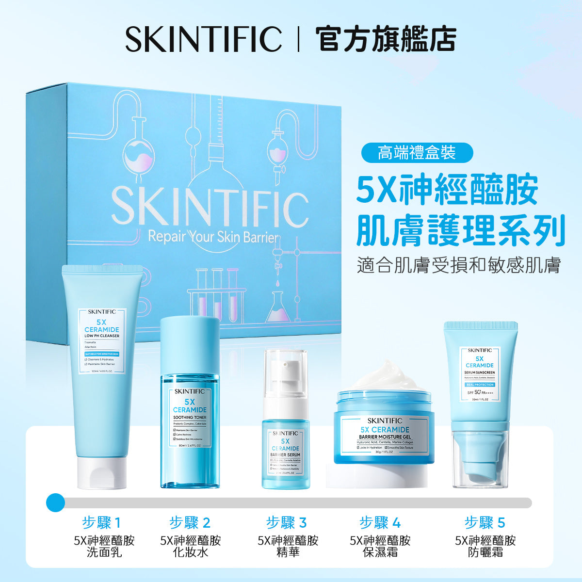 【情人節禮盒】SKINTIFIC 買五送五-肌膚保養經典全能組 買五送五 十件套