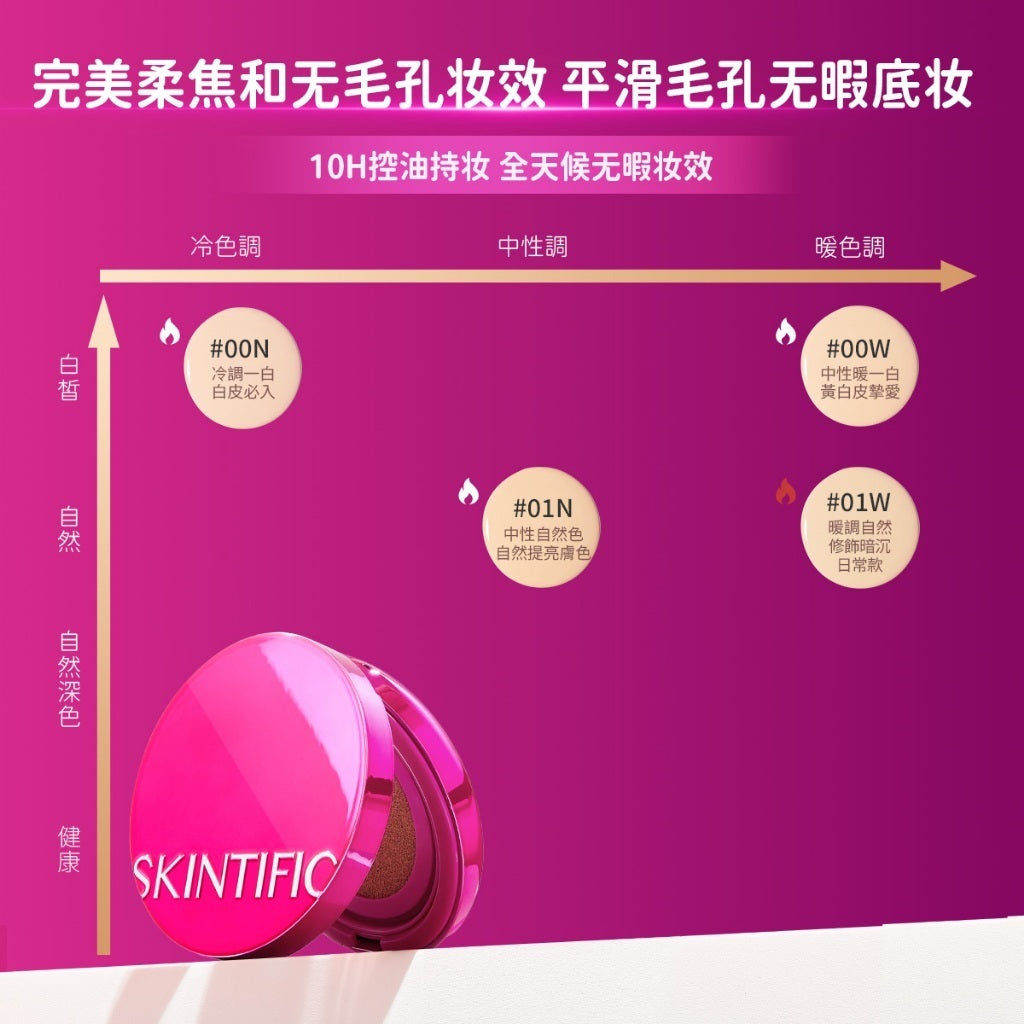 【彩妝五件組】SKINTIFIC 彩妝無瑕系列 5重神經醯胺卸妝水+潤色霜+粉氣墊+亮膚精華噴霧+唇部精華