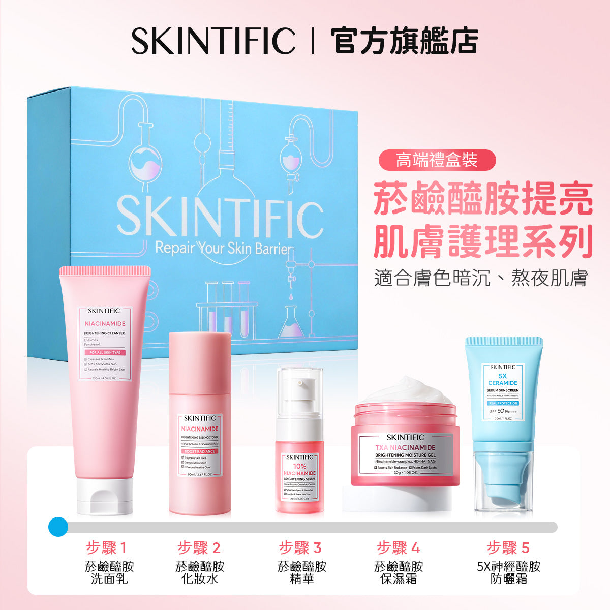 【情人節禮盒】SKINTIFIC 買五送五-肌膚保養經典全能組 買五送五 十件套