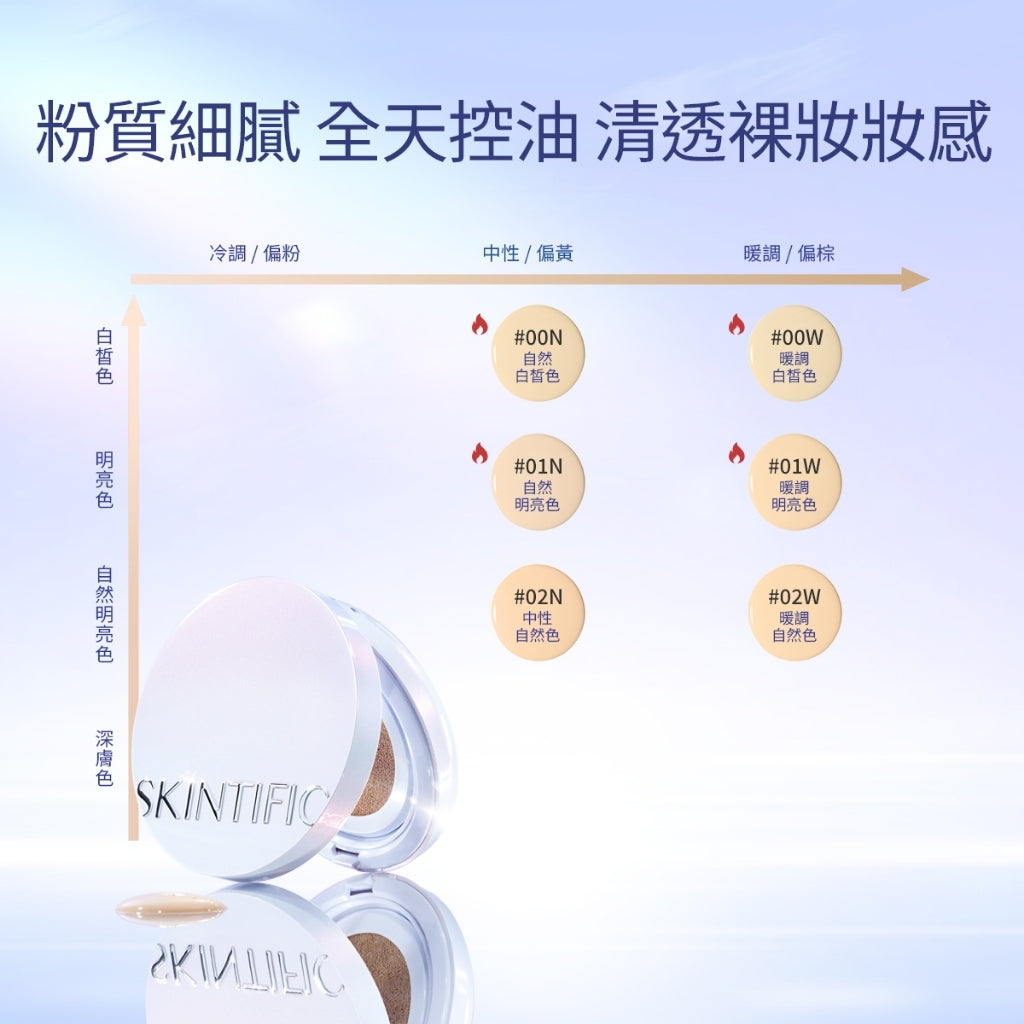 【彩妝五件組】SKINTIFIC 彩妝無瑕系列 5重神經醯胺卸妝水+潤色霜+粉/藍/金/白氣墊+亮膚精華噴霧+唇部精華
